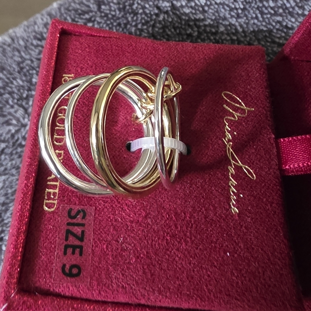 Mia Sarine 18kt Gold Plated Stakable Ring Size 9 - Picture 2 of 7